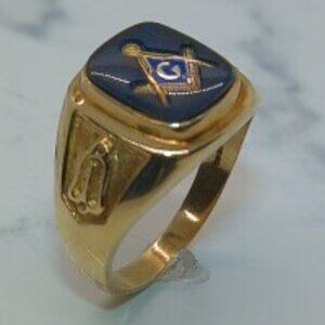 Blue Lodge Masonic Ring 10Kt Polished Yellow Gold  Size 9 3/4